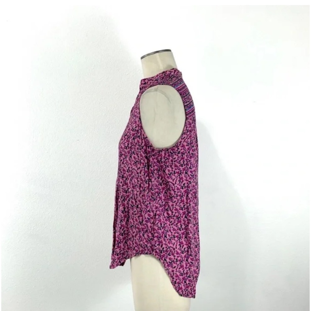 Anthropologie Maeve pink floral tunic button down tank top size L - Picture 5 of 7